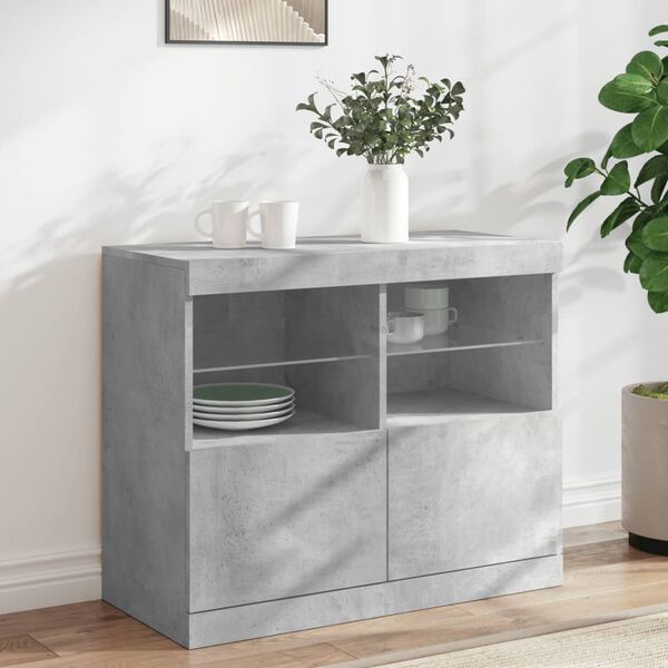 vidaXL Sideboard Concrete grey Engineered wood, glass Medium Sideboard