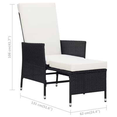 vidaXL 2 Piece Patio Lounge Set with Cushions Poly Rattan Black