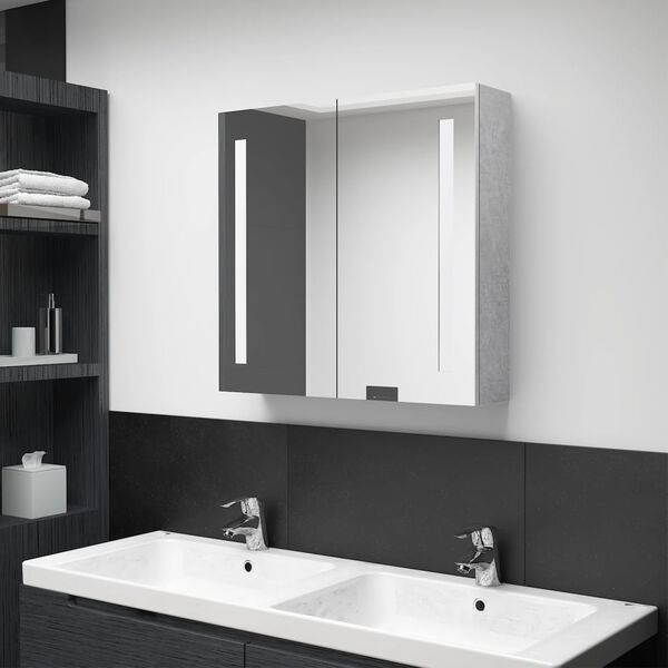vidaXL Bathroom Cabinet Concrete Grey MDF with melamine finish, glass