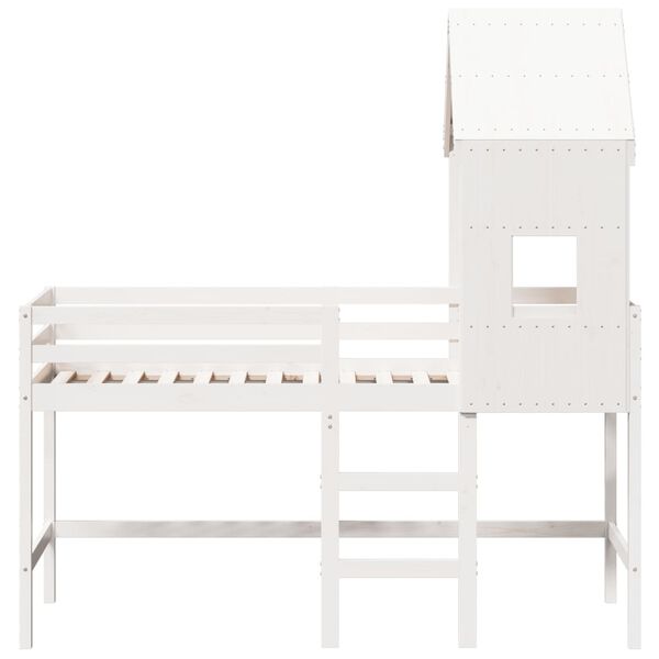 vidaXL Loft Bed White Solid pine wood 31.5x78.7 in Loft Bed