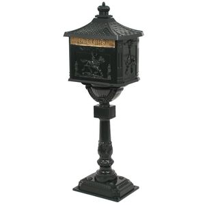 vidaXL Pedestal Letterbox Green Cast aluminum Standard Decorative Inlays