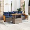 vidaXL 5 Piece Patio Sofa Set with Cushions Gray Poly Rattan Acacia
