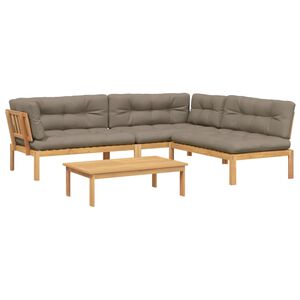 vidaXL Pallet Sofa Set Taupe Solid Acacia wood Standard Modular