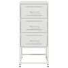 vidaXL Bedside Cabinet White Steel Medium Bedside Cabinet Rectangular