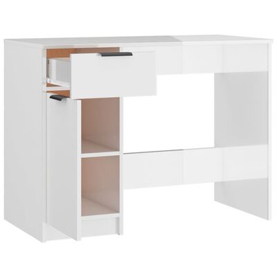 vidaXL Desk High Gloss White 39.4"x19.7"x29.5" Engineered Wood