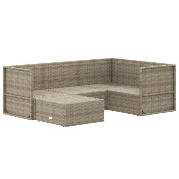 vidaXL Garden Lounge Set Grey PE Rattan Medium Modular