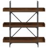 vidaXL Bookcase Brown oak Engineered wood and metal 39.4 x 13.0 x 42.7 in