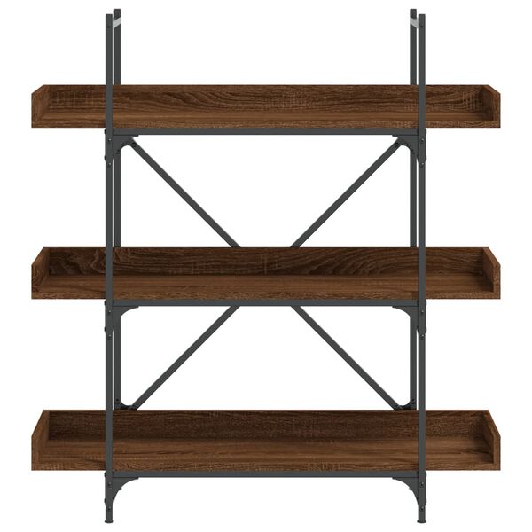 vidaXL Bookcase Brown oak Engineered wood and metal 39.4 x 13.0 x 42.7 in