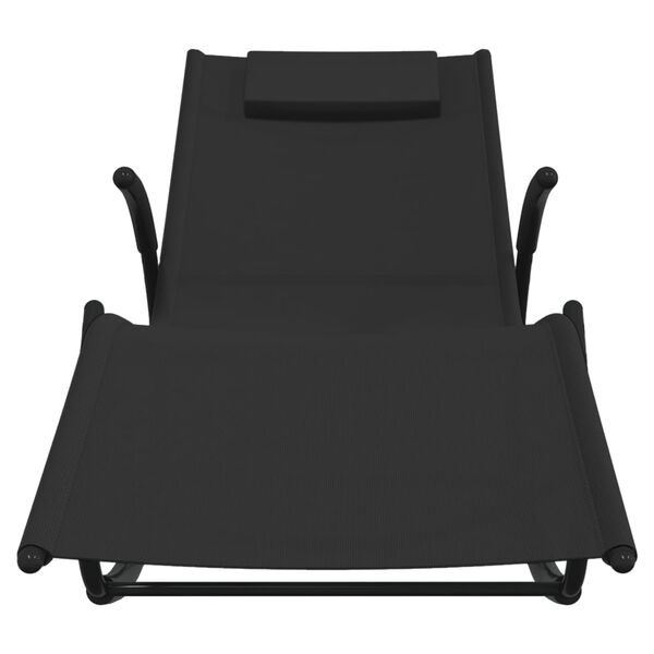 vidaXL Sun Lounger Black Powder-coated steel, textilene Medium