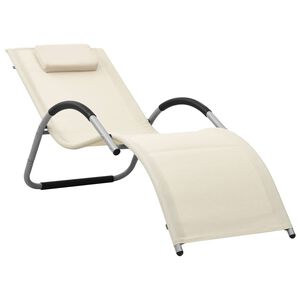vidaXL Sun Lounger Cream and Gray Textilene, Aluminum, Powder-Coated Steel