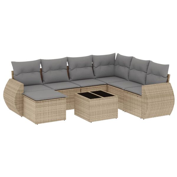 vidaXL Garden Sofa Set Beige PE Rattan Large Modular Garden Sofa Set