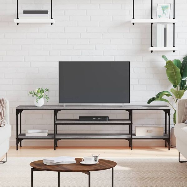 vidaXL TV Cabinet Grey Sonoma Engineered Wood, Iron TV Cabinet