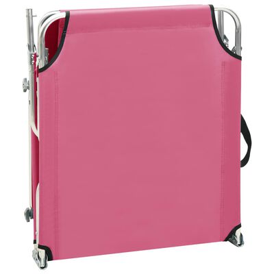 vidaXL Folding Sun Lounger with Canopy Steel Magento Pink