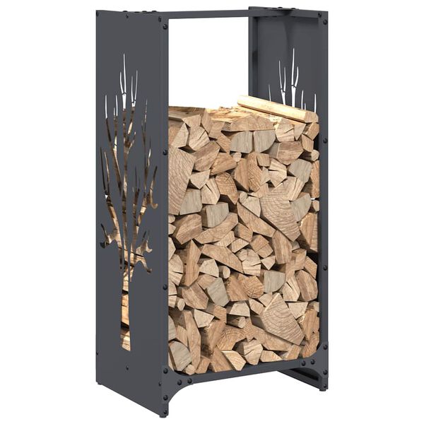 vidaXL Firewood Rack Anthracite 15.7x11.8x31.5" Cold-rolled steel