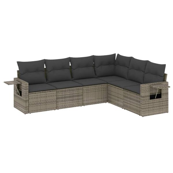 vidaXL Garden Sofa Set Grey PE rattan Large Adjustable Armrests