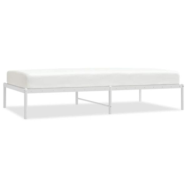 vidaXL Bed Frame White Steel, Powder-Coated Steel Single Bed Frame