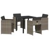 vidaXL Garden Dining Set with Cushion 5 pcs Grey Poly Rattan