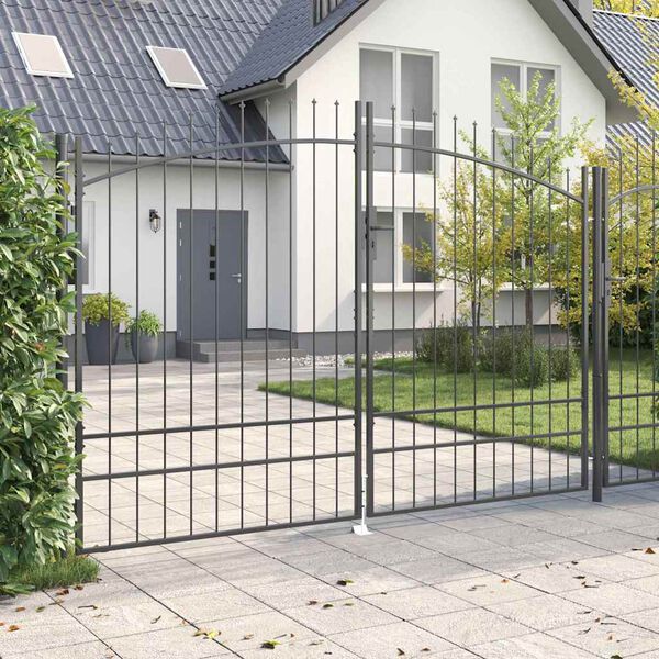 vidaXL Garden Gate with Lock Gray 78.7" x 118.1" Steel