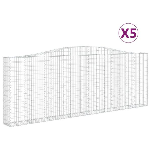 vidaXL Gabion Basket Set of 5 Silver Galvanized iron