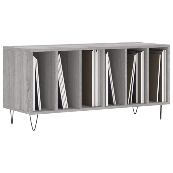 vidaXL Record Cabinet Grey Sonoma Engineered wood, Iron