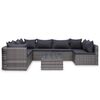 vidaXL Garden Lounge Set Grey Poly rattan Large Removable Covers