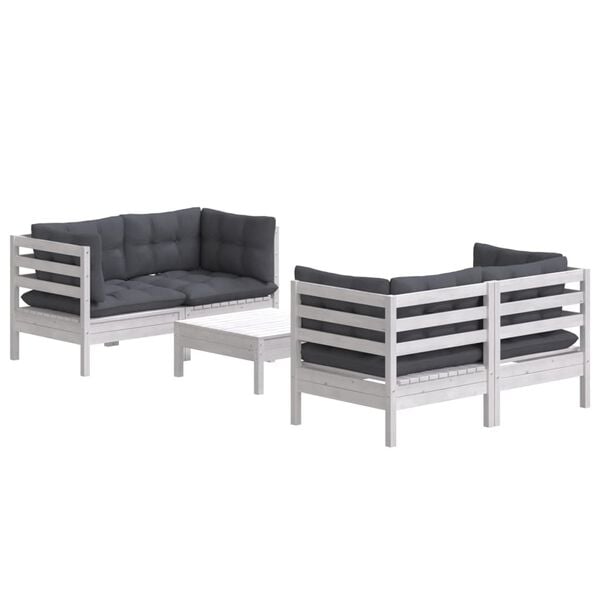 vidaXL Garden Lounge Set White, Anthracite
