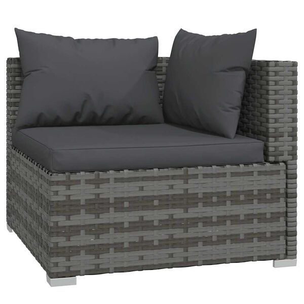 vidaXL Garden Lounge Set Grey PE Rattan, Powder-Coated Steel, Plastic