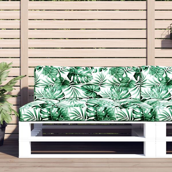 vidaXL Pallet Cushion Leaf Pattern 100% polyester 47.2 x 31.5 x 4.7 in