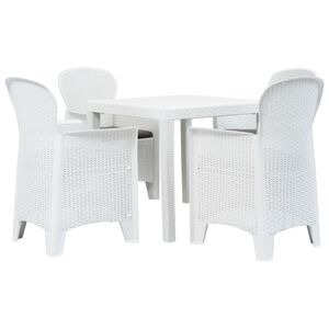 vidaXL Outdoor Dining Set White Plastic, 100% Polyester Medium
