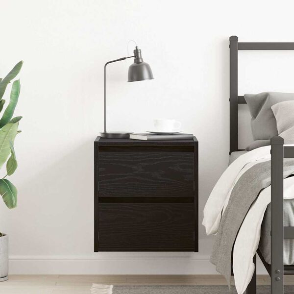 vidaXL Wall-mounted Bedside Cabinet Black Oak Engineered wood