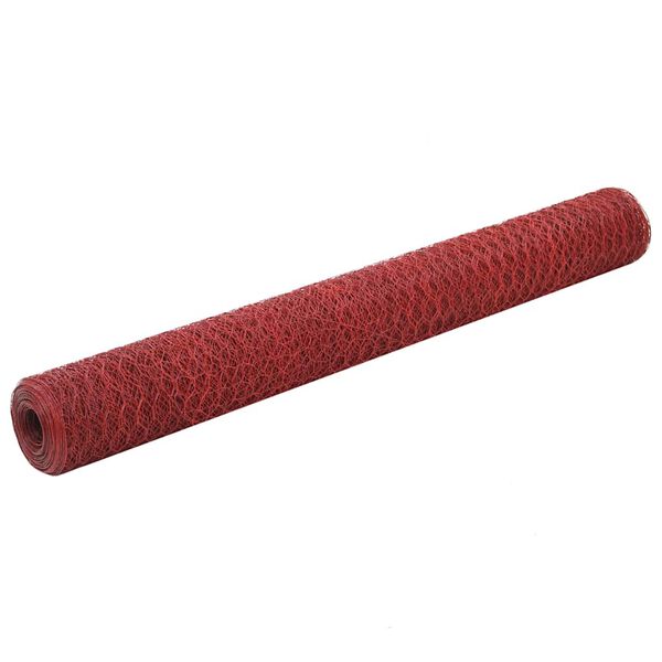 vidaXL Chicken Wire Fence Steel with PVC Coating 82.0x3.9' Red