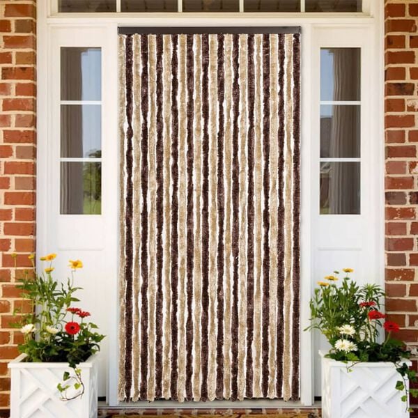 vidaXL Fly Curtain Beige and Light Brown 39.4x78.7" Chenille