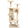 vidaXL Cat Tree Beige Wooden frame, Sisal rope, Plush 49.2 in Height