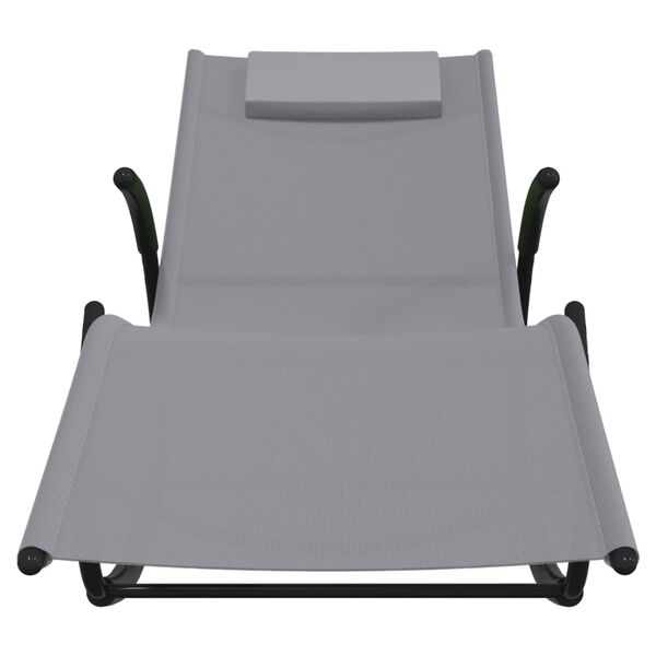 vidaXL Sun Lounger Grey Powder-coated steel, textilene Standard