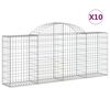vidaXL Gabion Basket Set of 10 Silver Galvanized Iron Extra Large