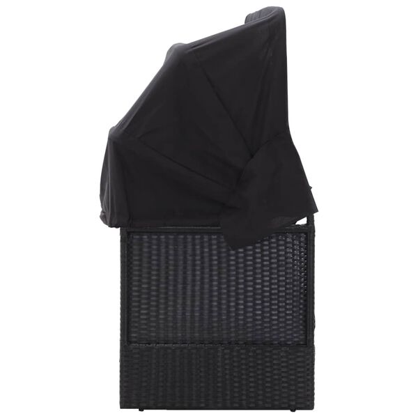 vidaXL Sun Lounger Black PE rattan Outdoor Sofa Rectangular