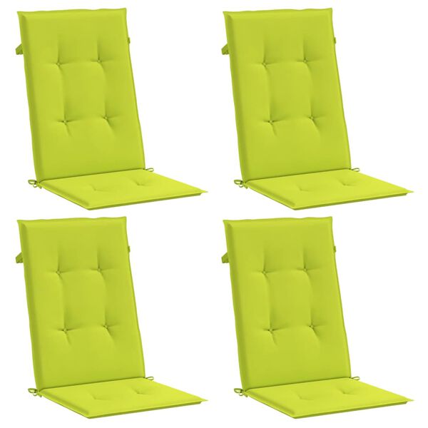 vidaXL Patio Highback Chair Cushions 4 pcs Bright Green 47.2x19.7x1.2" Fabric