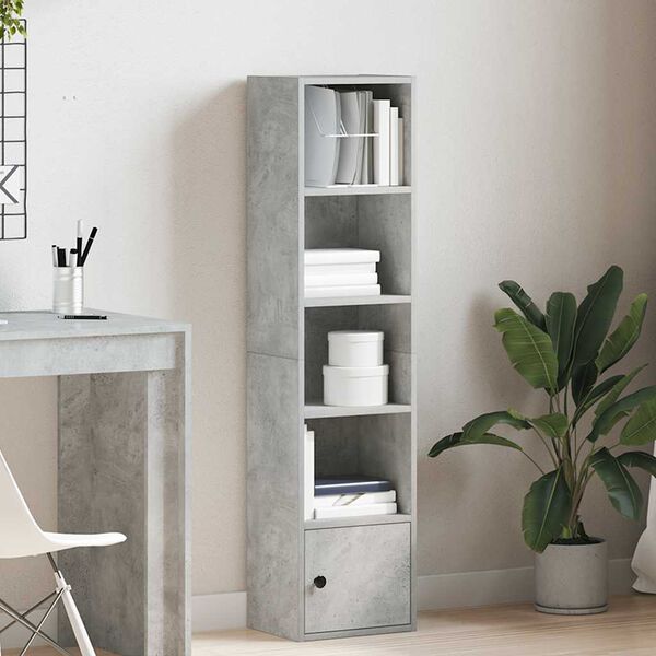 vidaXL Bookcase Concrete Grey Engineered Wood Reversible Bookcase