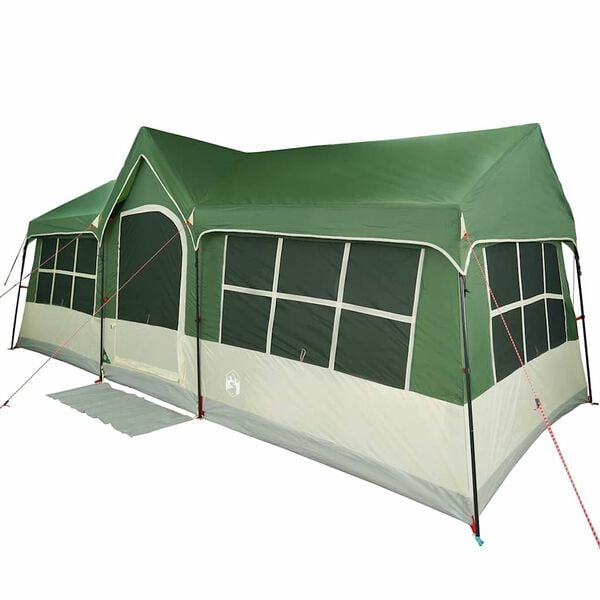 vidaXL Family Tent Green and Beige 244.88 x 116.14 x 93.70 in