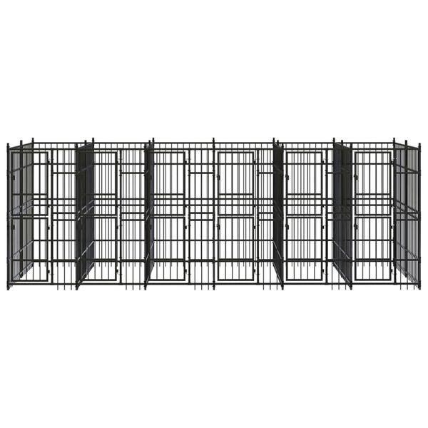 vidaXL Dog Kennel Black Powder-coated steel Extra Large Durable