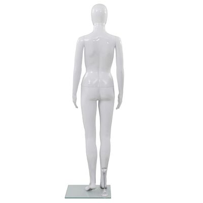 vidaXL Full Body Female Mannequin with Glass Base Glossy White 68.9"