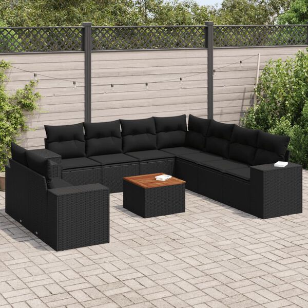vidaXL Garden Sofa Set Black