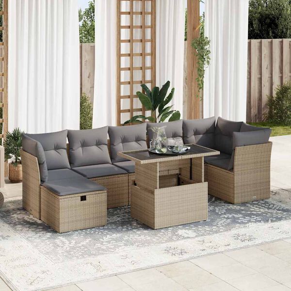 vidaXL Garden Sofa Set Beige, Light grey