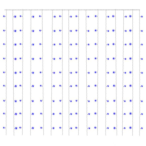 vidaXL Curtain Fairy Light Blue Plastic 9.8x9.8ft Curtain Fairy Light