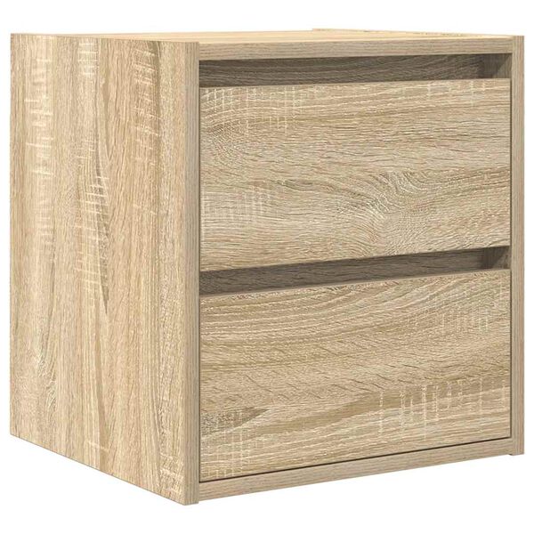 vidaXL Wall-mounted Bedside Cabinet Sonoma oak Engineered wood Small