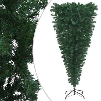 vidaXL Upside-down Artificial Christmas Tree with LEDs Green 82.7"