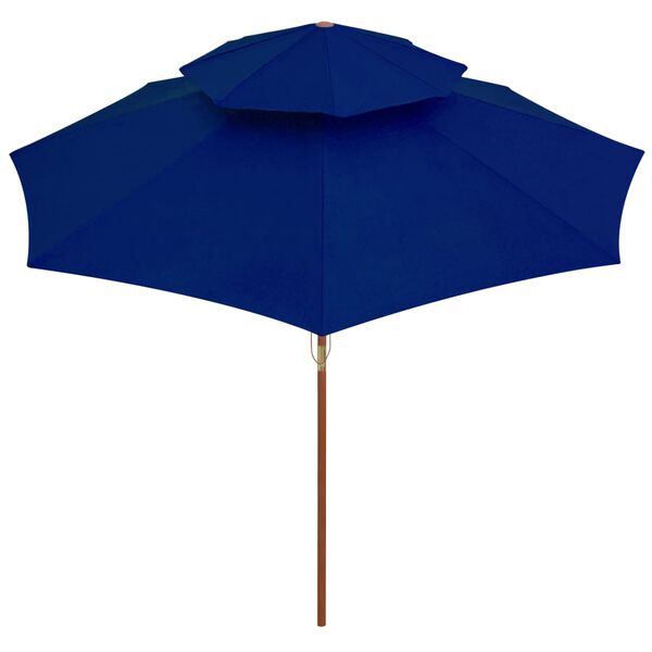 vidaXL Garden Parasol Blue Polyester Fabric, Laminated Bamboo, Hardwood