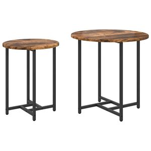 vidaXL Side Table Set 2 pcs Smoked Oak and Black
