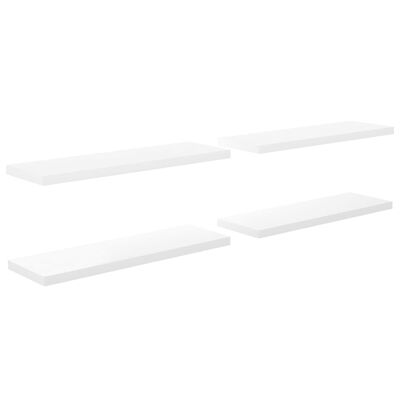 vidaXL Floating Wall Shelves 4 pcs High Gloss White 47.2"x9.3"x1.5" MDF