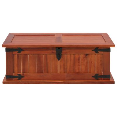 Wooden chest with lid closed, front view